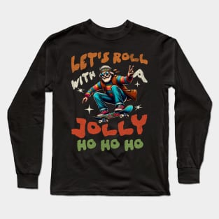 Funny Santa Riding a Skateboard Long Sleeve T-Shirt